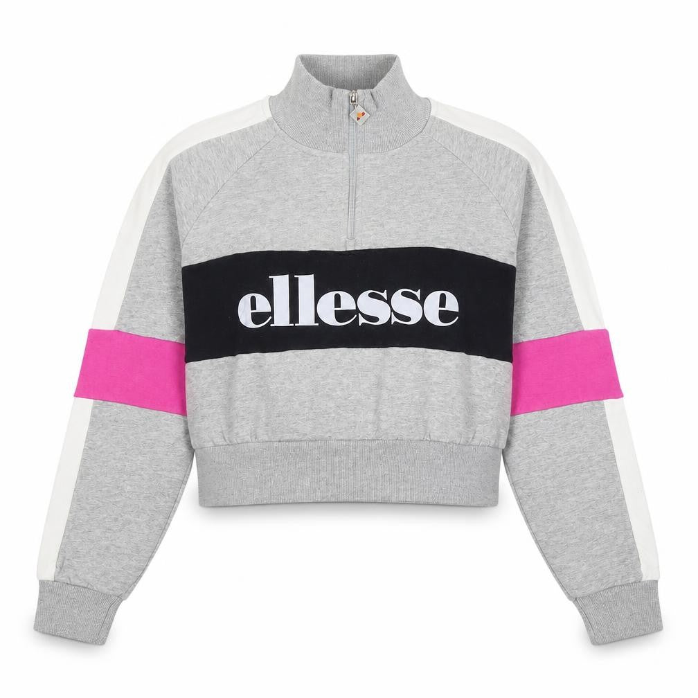 Ellesse Women's Grey Colourblock 1/2 Zip Sweatshirt UK 12