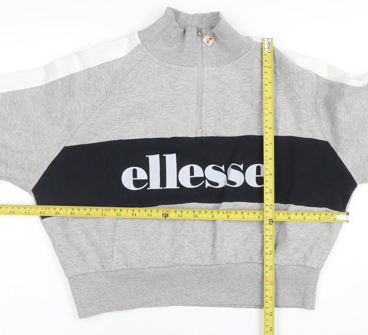 Ellesse Women's Grey Colourblock 1/2 Zip Sweatshirt UK 12