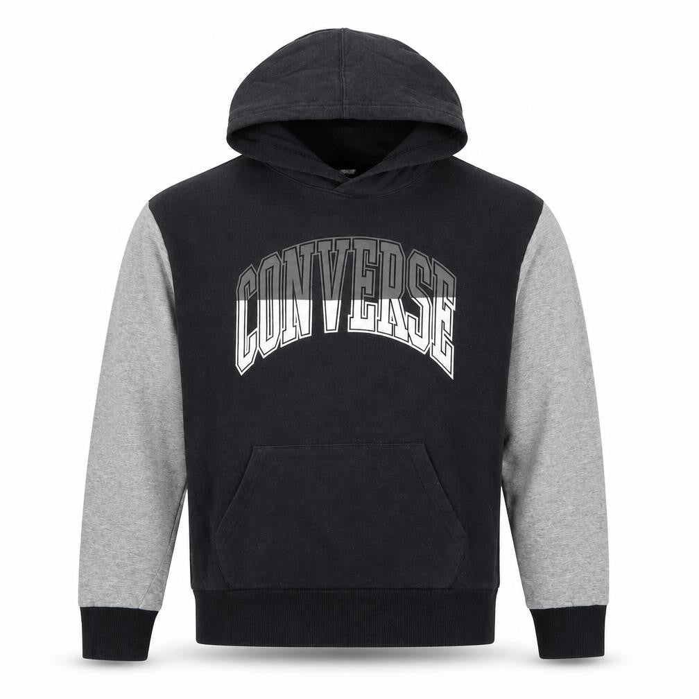 Converse Boys Black & Grey Pullover Hoodie L 12-13 Years Cotton Blend