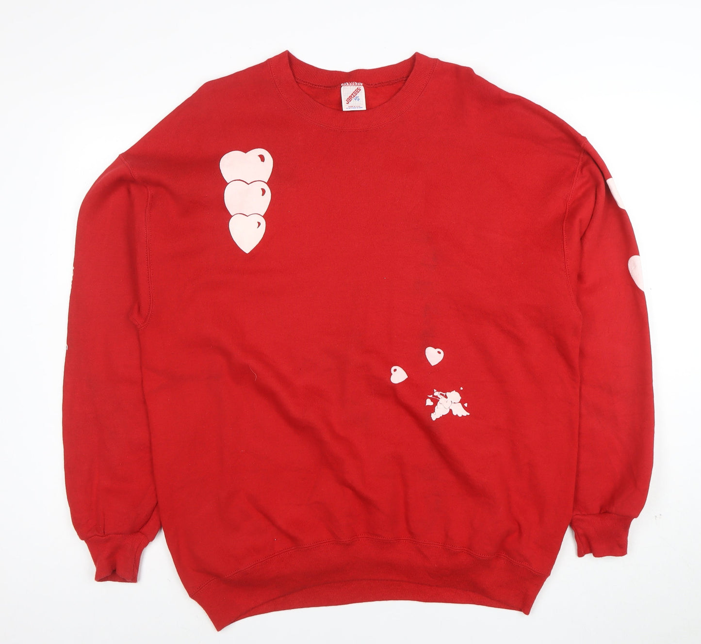 Jerzees Womens Red XXL Pullover Sweatshirt with Heart Valentine Print