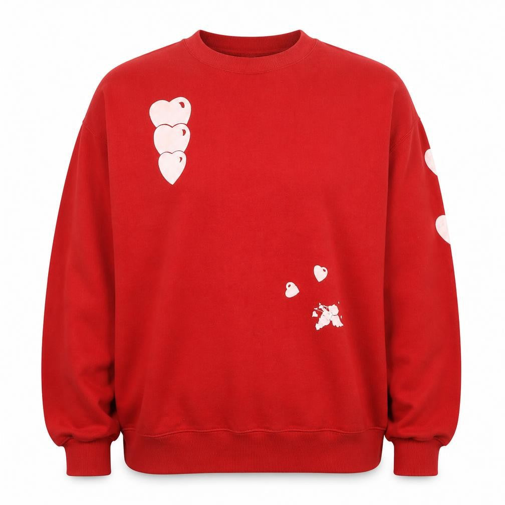 Jerzees Womens Red XXL Pullover Sweatshirt with Heart Valentine Print
