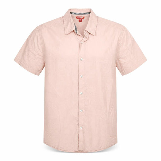 Guess Men Pink Short Sleeve Regular Fit Button-Up Shirt Size M