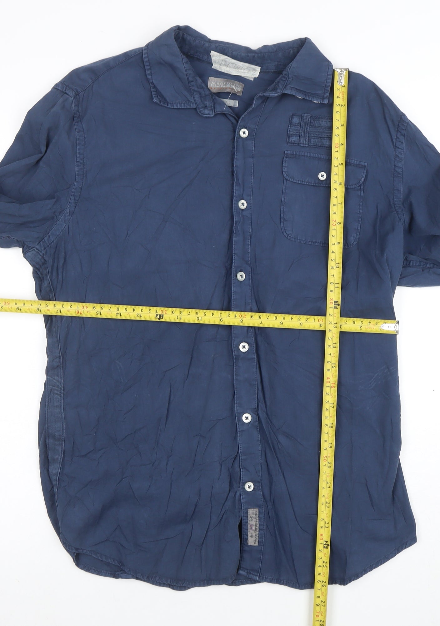 Napapijri Men's Blue XL Cotton Long Sleeve Casual Button-Up Shirt