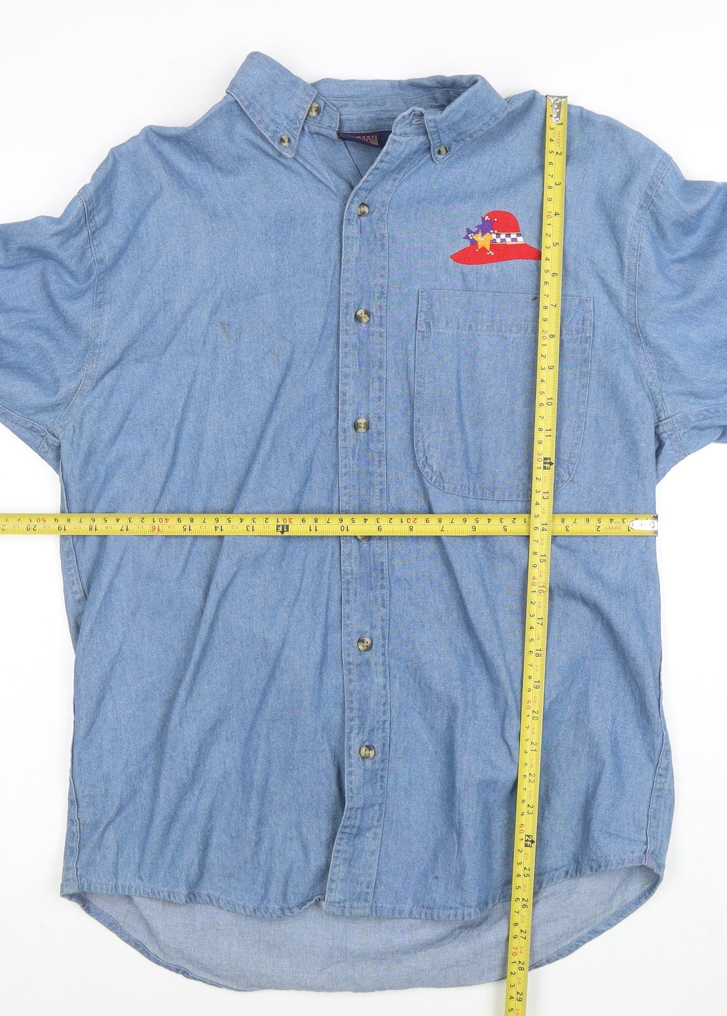 Common Sense Men's Blue Cotton Button-Up Denim Shirt Size S
