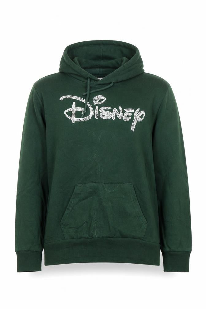 Disney Women’s Green Pullover Hoodie 2XS Relaxed Fit Cotton Blend