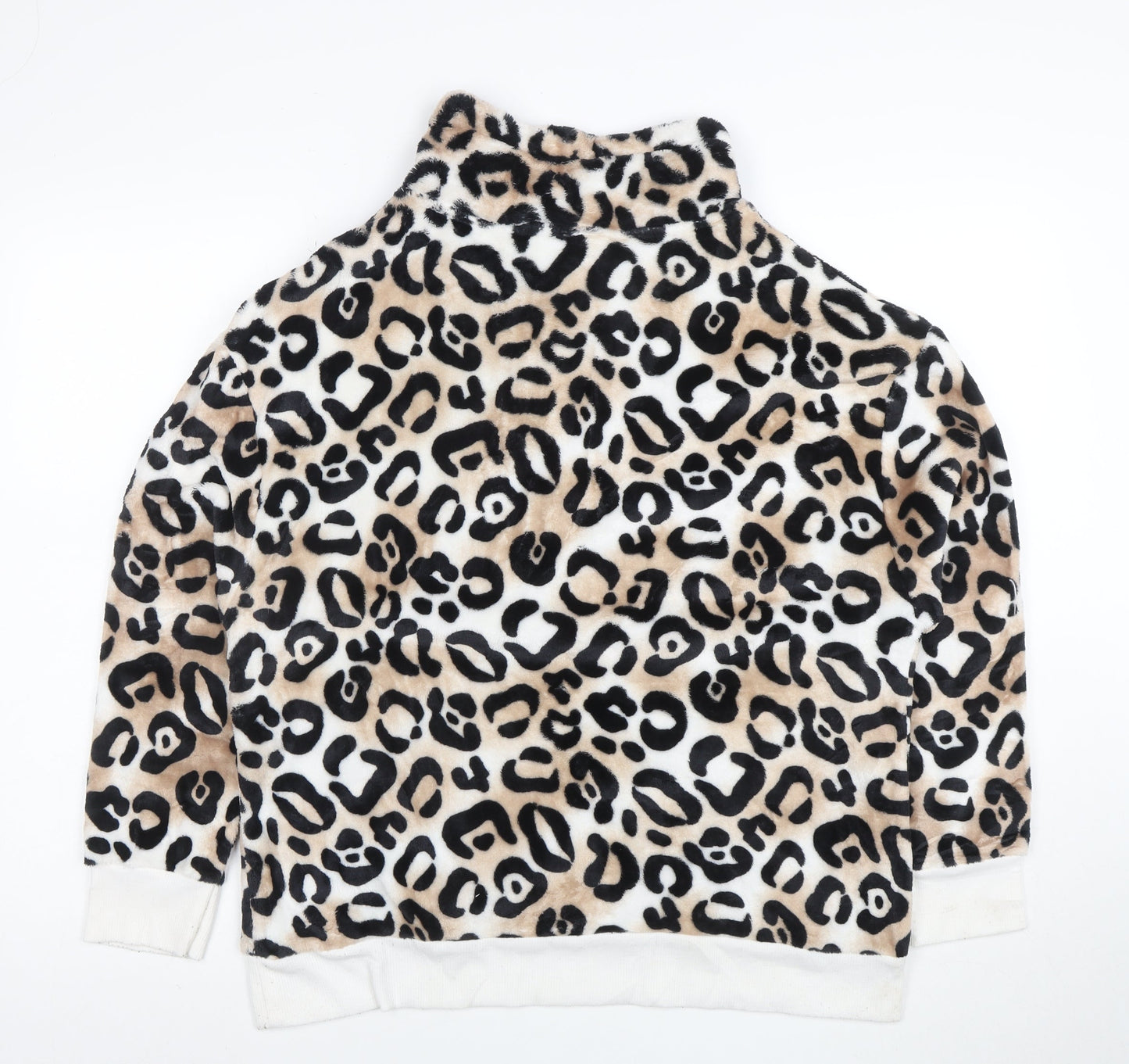 Secret Treasures Women Beige Leopard Print Pullover Hoodie Size L 12-14