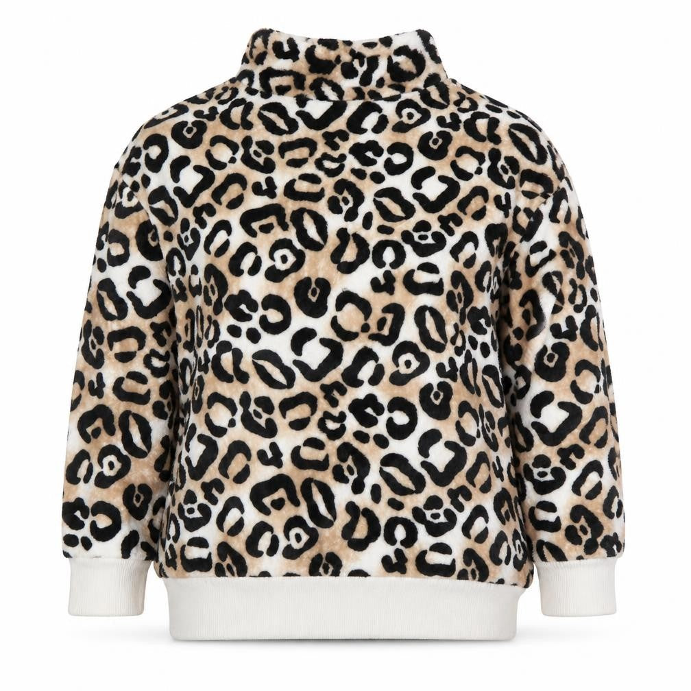 Secret Treasures Women Beige Leopard Print Pullover Hoodie Size L 12-14