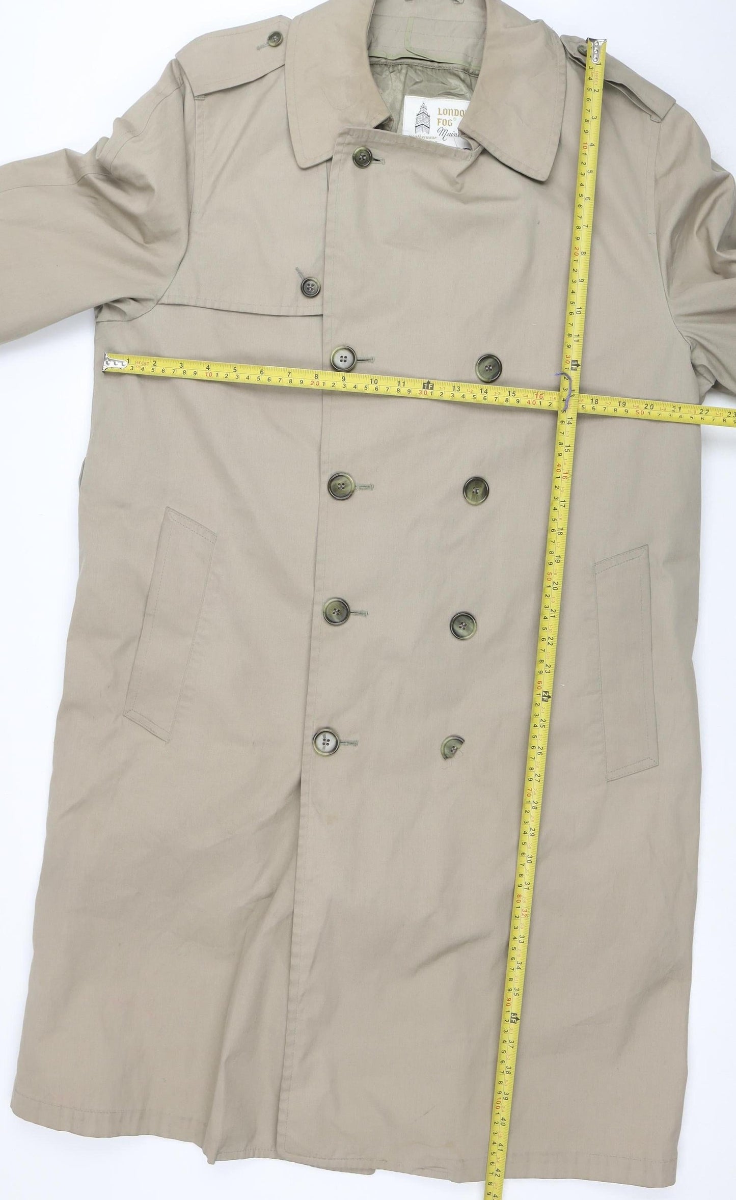 London Fog Women’s Beige Long Trench Coat Size 16 Classic Belted