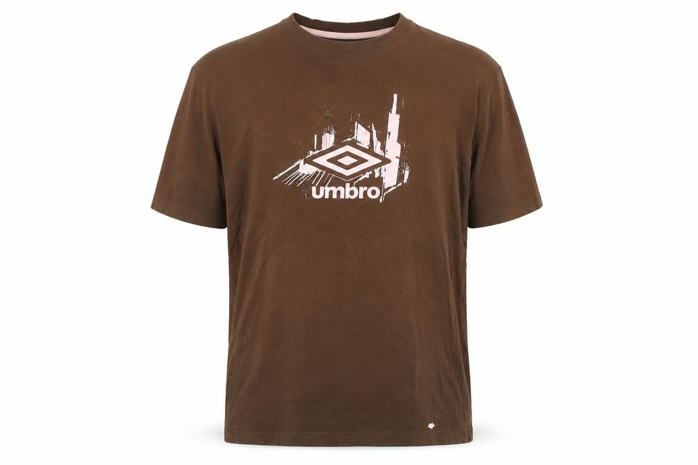 Umbro Men's Brown Graphic Logo T-Shirt 2XL Sports Style