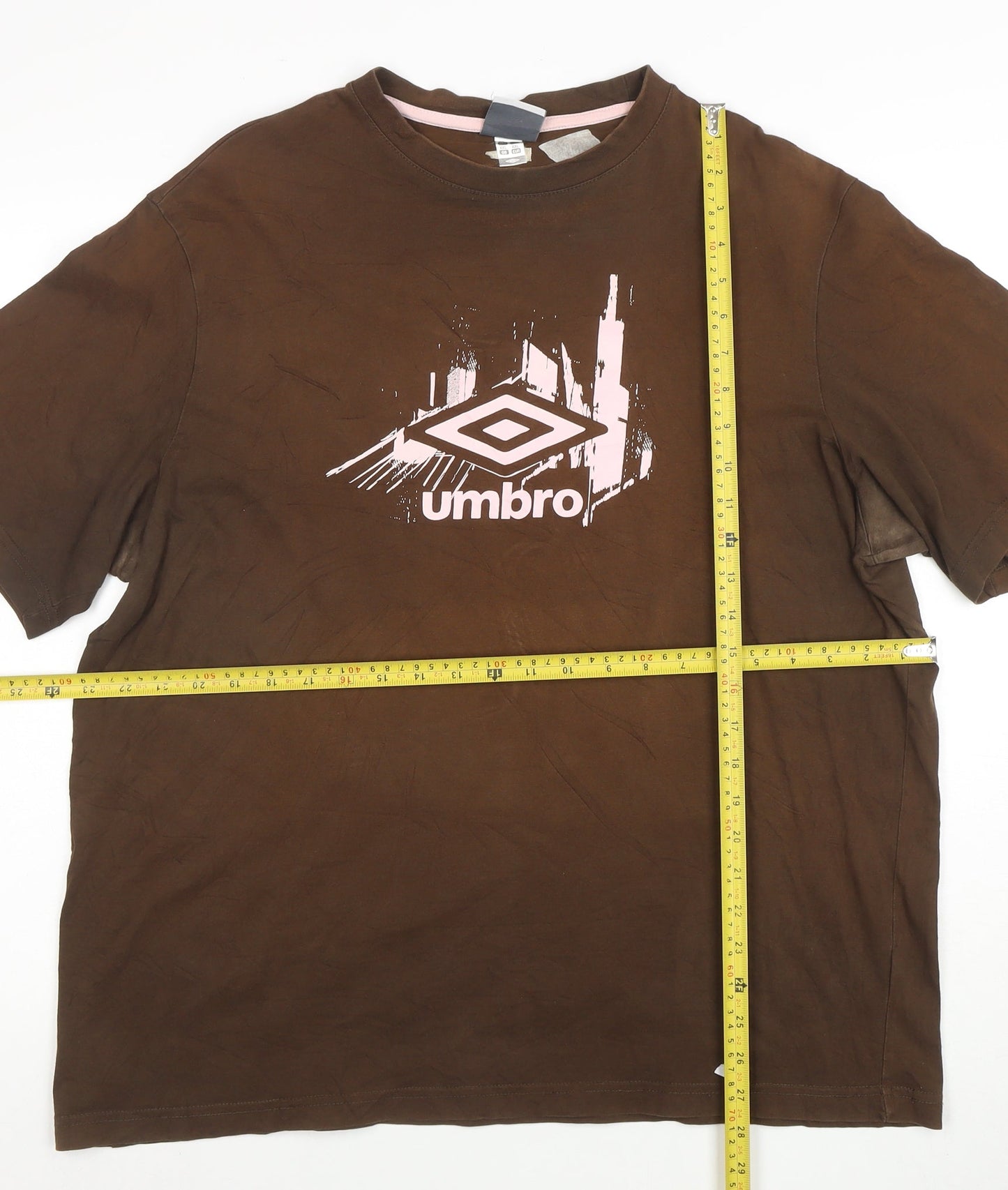 Umbro Men's Brown Graphic Logo T-Shirt 2XL Sports Style