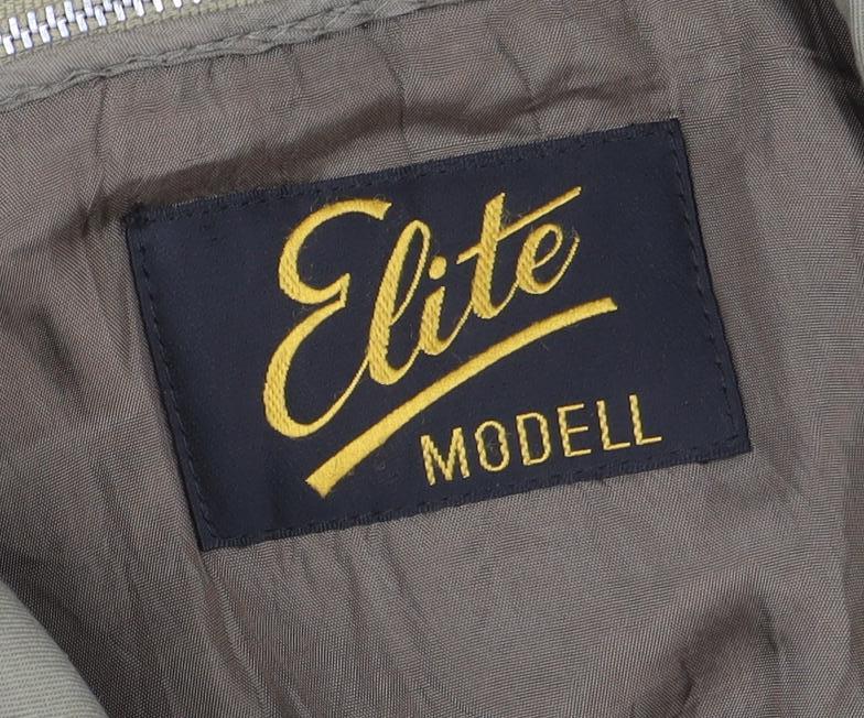 Elite Model Men's Green 44in Belted Trench Coat Cotton Blend