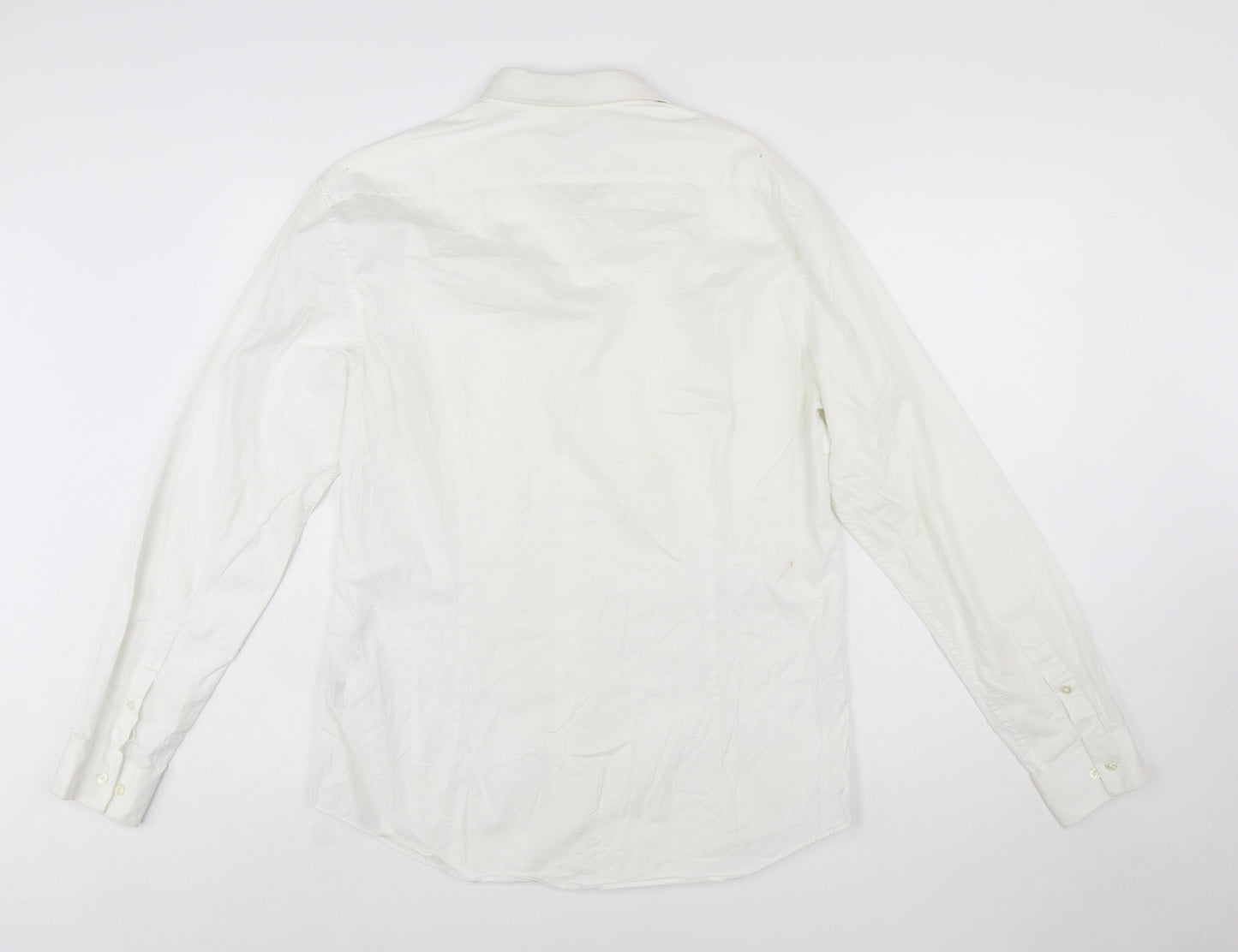 Calvin Klein Men's White Extra-Slim Fit Long Sleeve Cotton Shirt Size 16