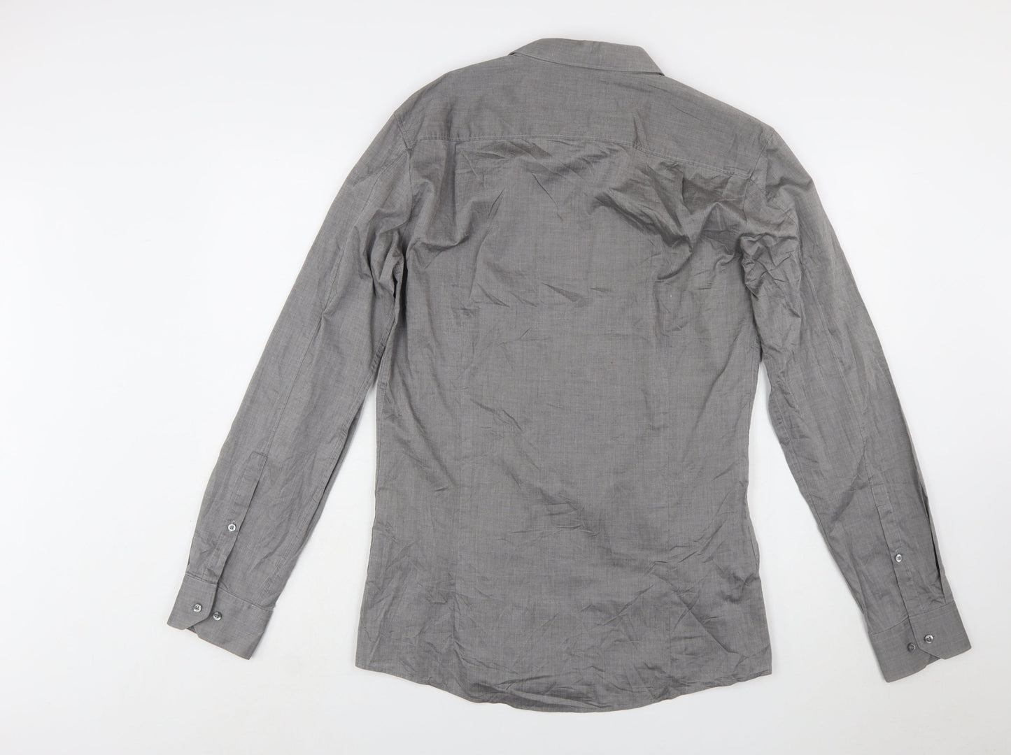 Hugo Boss Men's Grey Slim Fit Long Sleeve Button-Up Shirt L