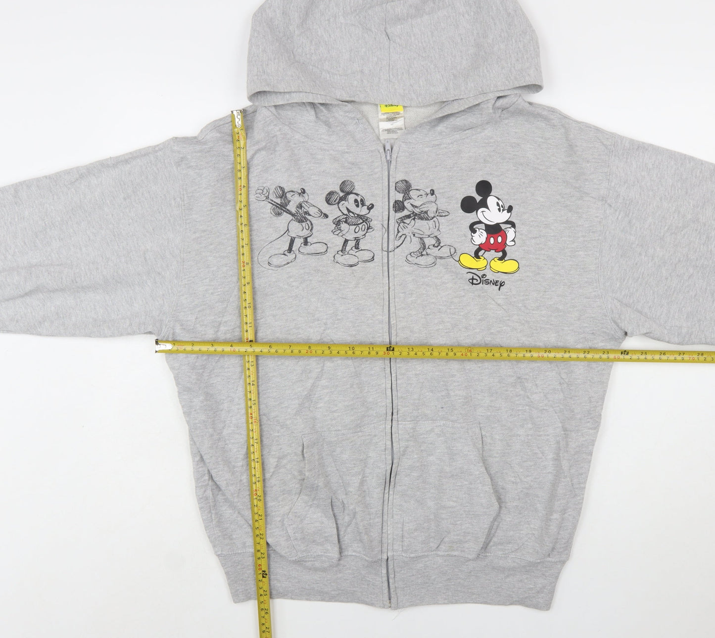 Disney Women Grey Full Zip Hoodie XL Mickey Graphic Print