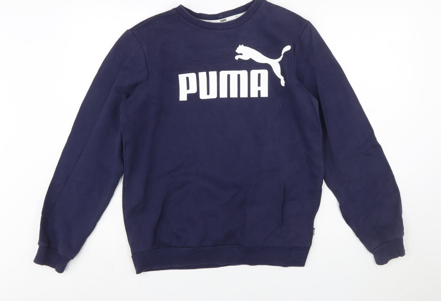 Puma Boys Blue Crew Neck Pullover Sweatshirt 15-16 Years Logo Print