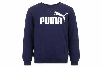 Front view of Puma boys’ blue crew neck pullover sweatshirt 15-16 years logo print