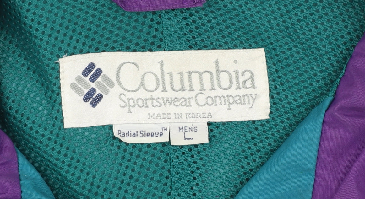 Columbia Mens Multicoloured L Nylon Anorak Jacket Hooded Retro 90s Outdoor