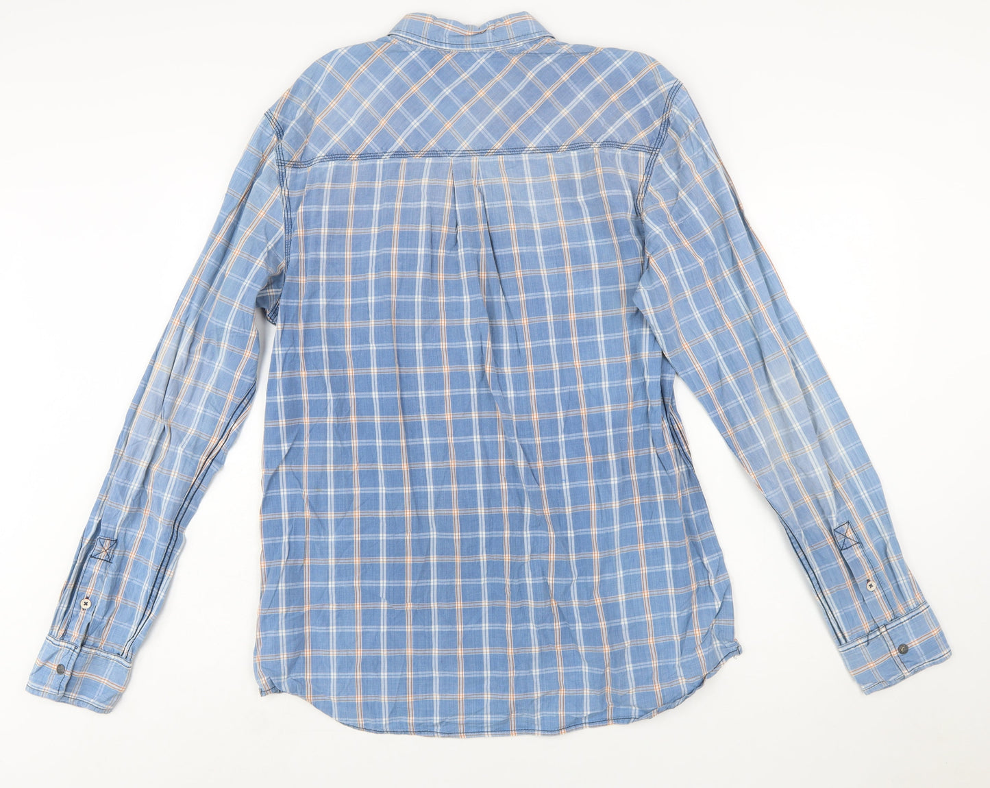 Hilfiger Denim Men's Blue Check Long Sleeve Button-Up Shirt 2XL