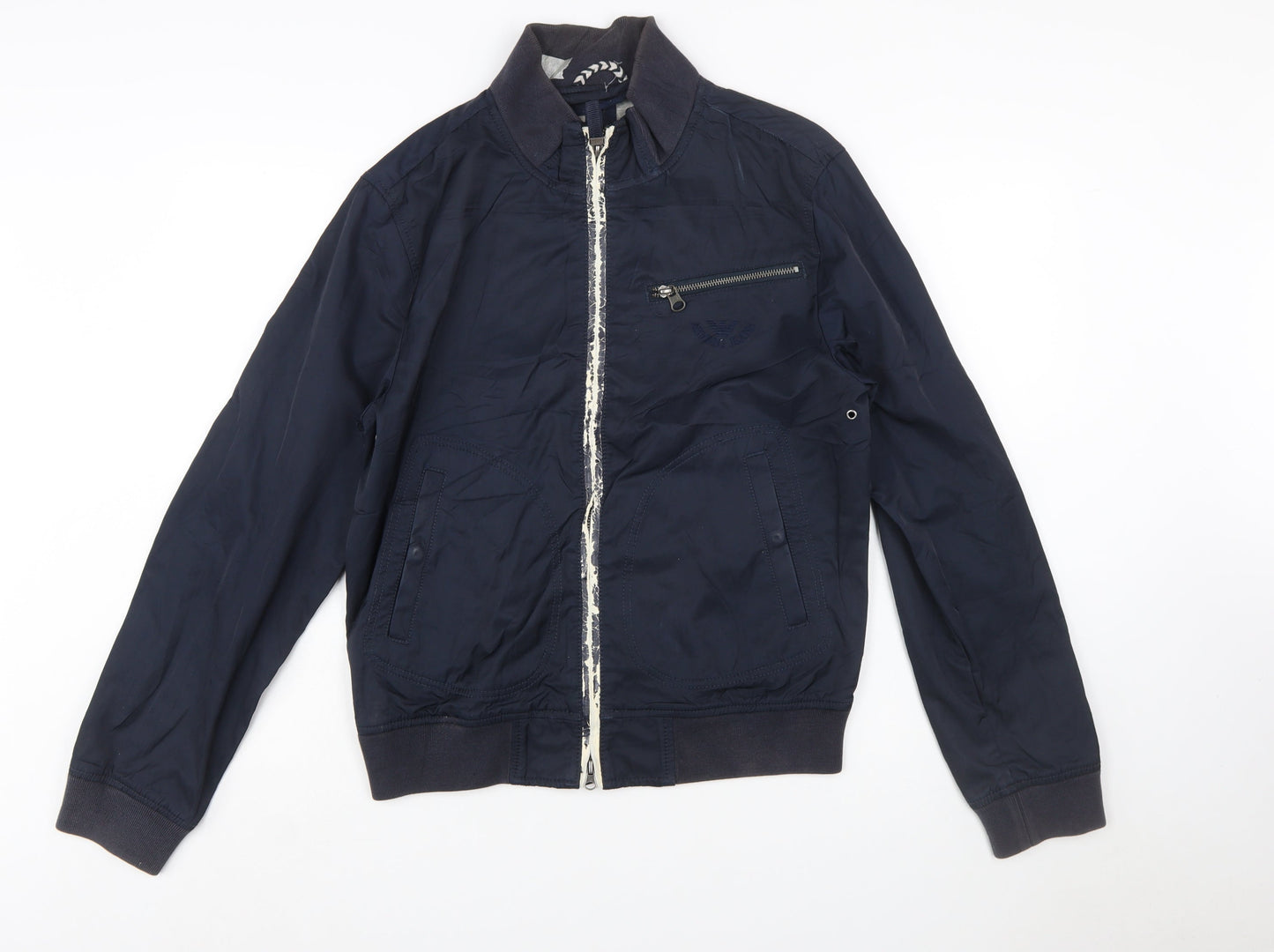 Armani Jeans Men's Blue Bomber Jacket Size M Stand-Up Collar