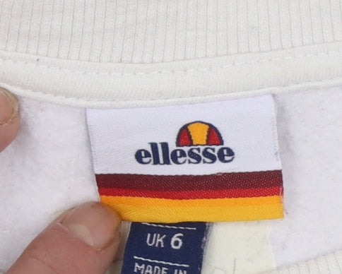 Ellesse Womens White Logo Crew Neck Sweatshirt UK 6