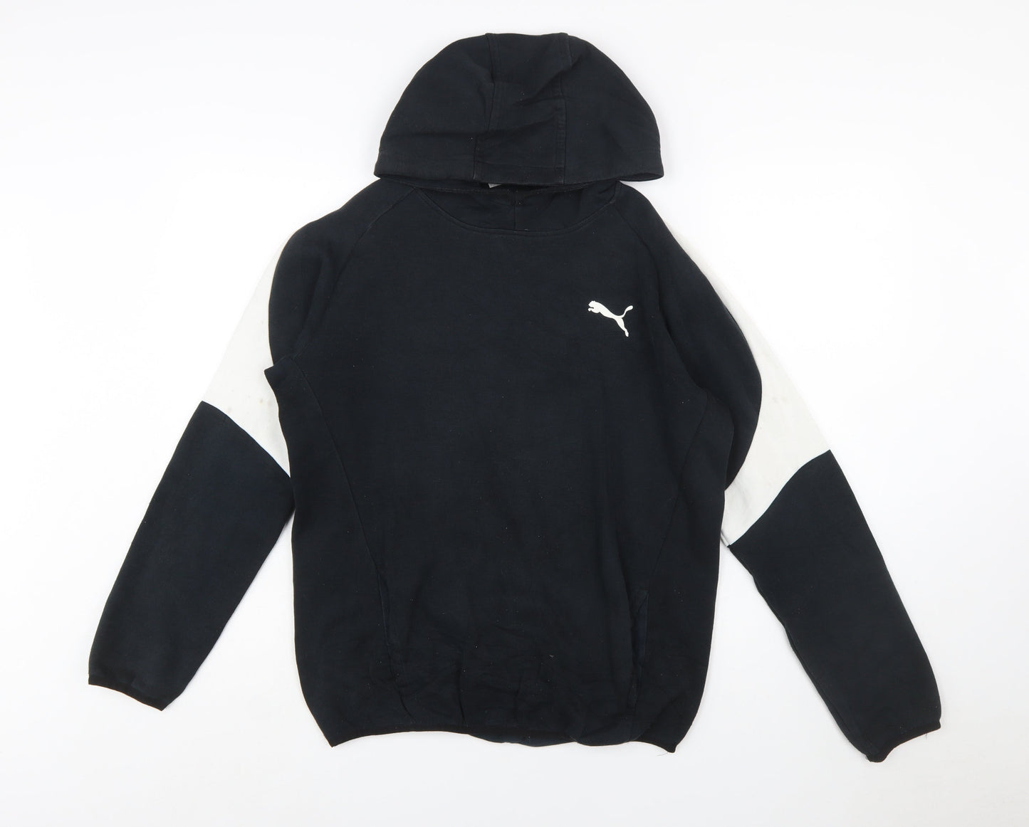 Puma Boys Black & White Pullover Hoodie 15-16 Years Size XXL Cotton Blend