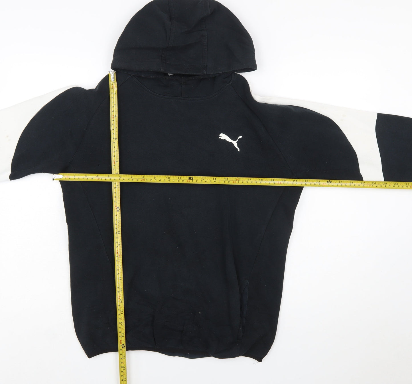 Puma Boys Black & White Pullover Hoodie 15-16 Years Size XXL Cotton Blend