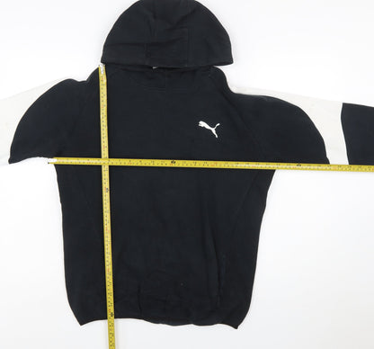 Back view of Puma boys’ black & white pullover hoodie 15-16 years, size 2XL, cotton blend