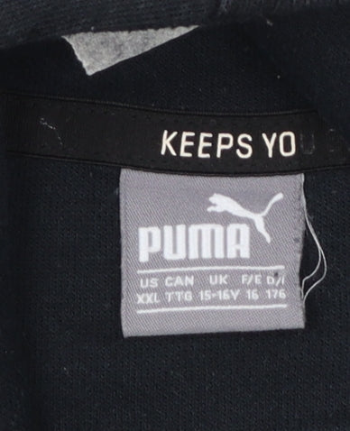 Puma Boys Black & White Pullover Hoodie 15-16 Years Size XXL Cotton Blend