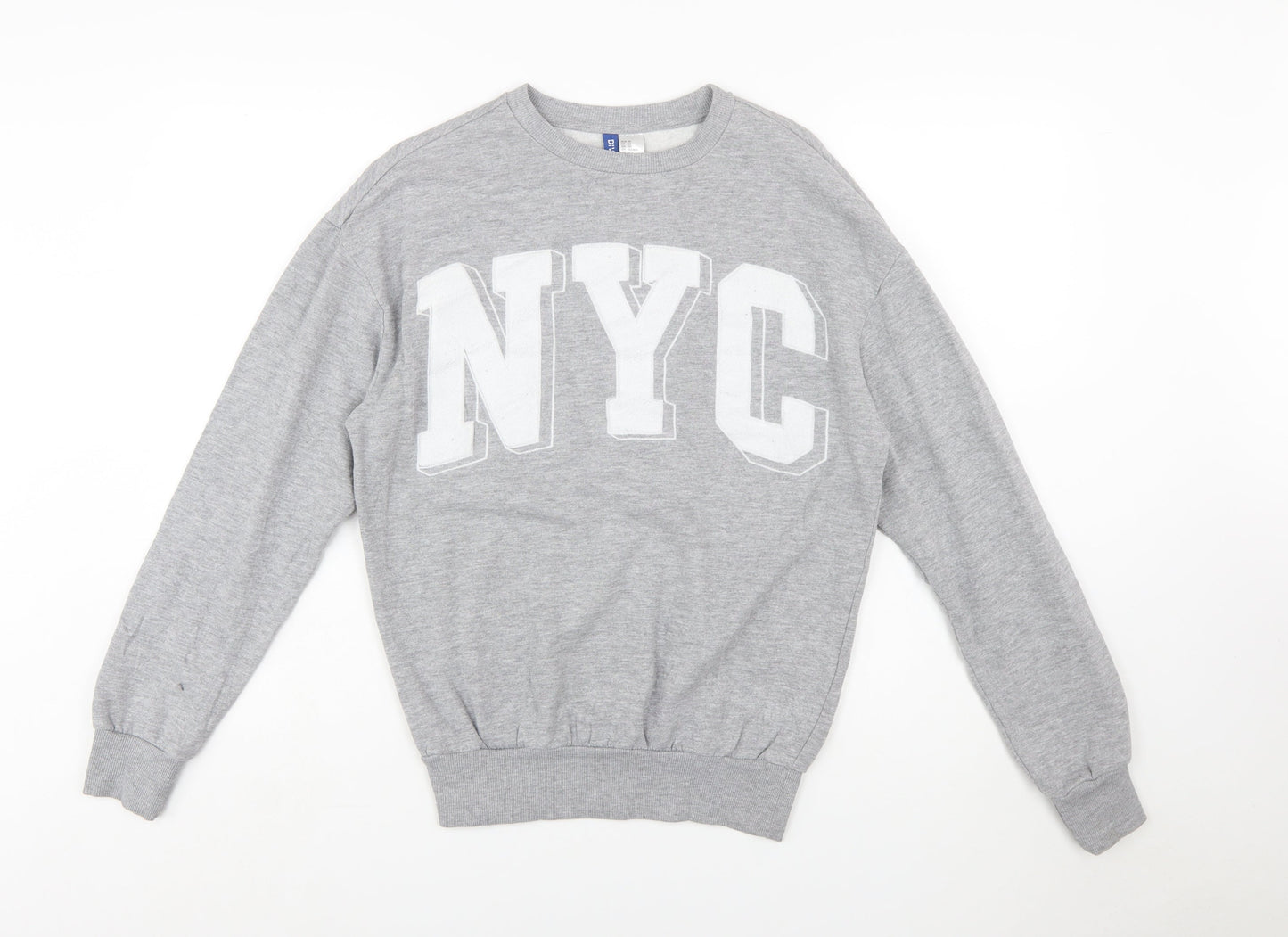 H&M Divided Women's Grey NYC Sweatshirt XS Cotton Blend Casual