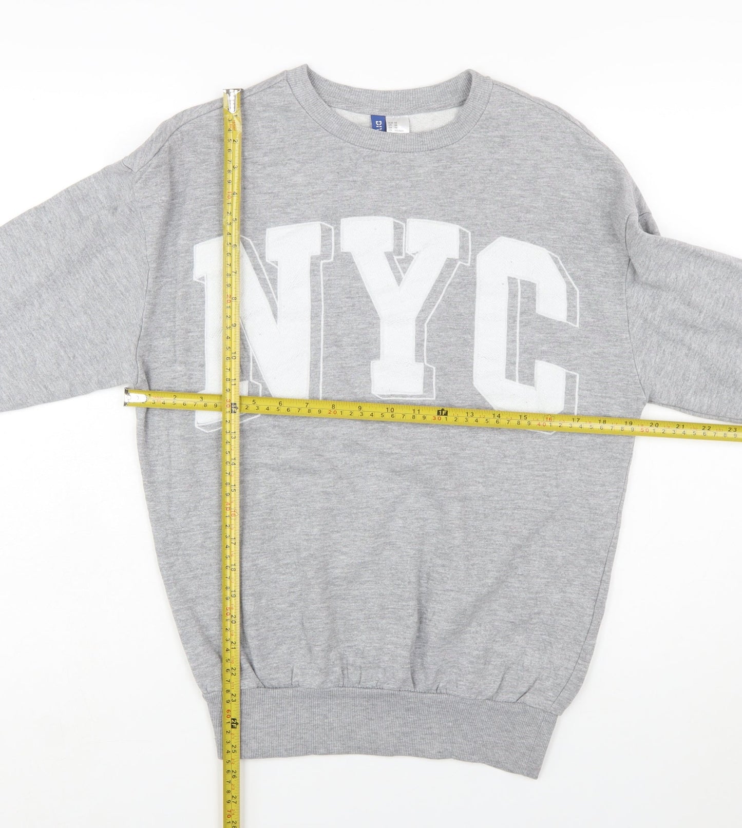 H&M Divided Women's Grey NYC Sweatshirt XS Cotton Blend Casual