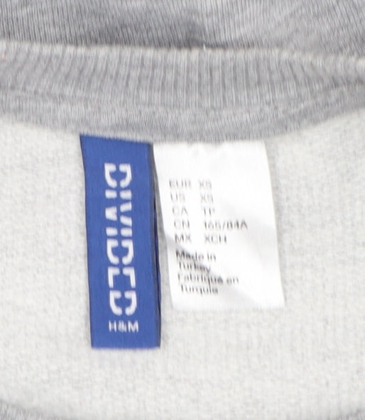 H&M Divided Women's Grey NYC Sweatshirt XS Cotton Blend Casual
