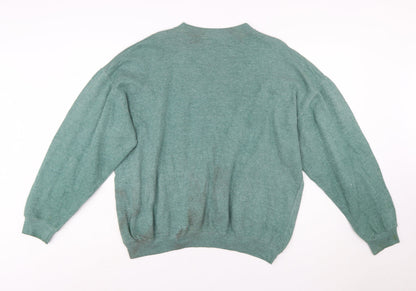 Close-up detail of Lee Cooper Men's Green Crew Neck Pullover Sweatshirt L