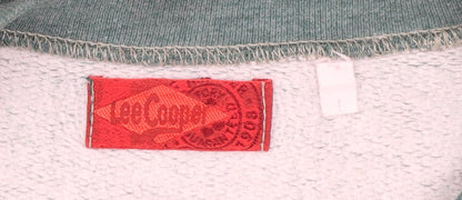 Brand and care label for Lee Cooper Men's Green Crew Neck Pullover Sweatshirt L