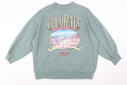 Primark Women’s Green Colorado Graphic Pullover Sweatshirt Size S 10-12