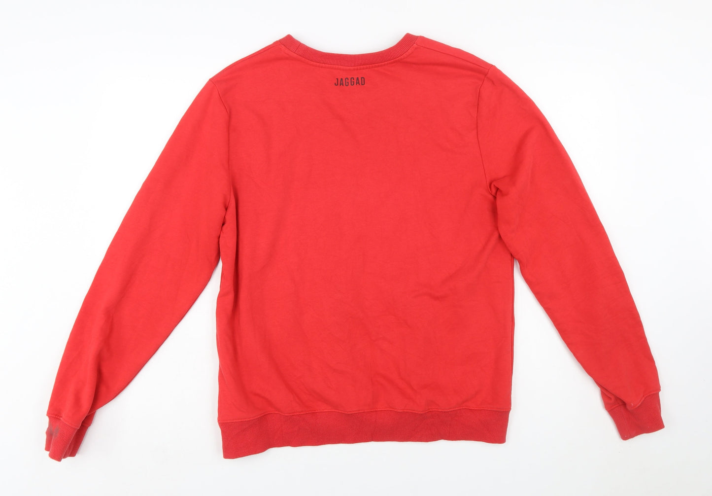 Jaggad Men's Red Crew Neck Pullover Sweatshirt L Logo Zip Pocket