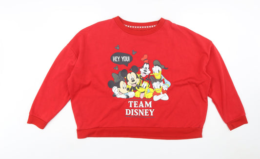 Disney Love to Lounge Womens Red Team Disney Sweatshirt L 14/16