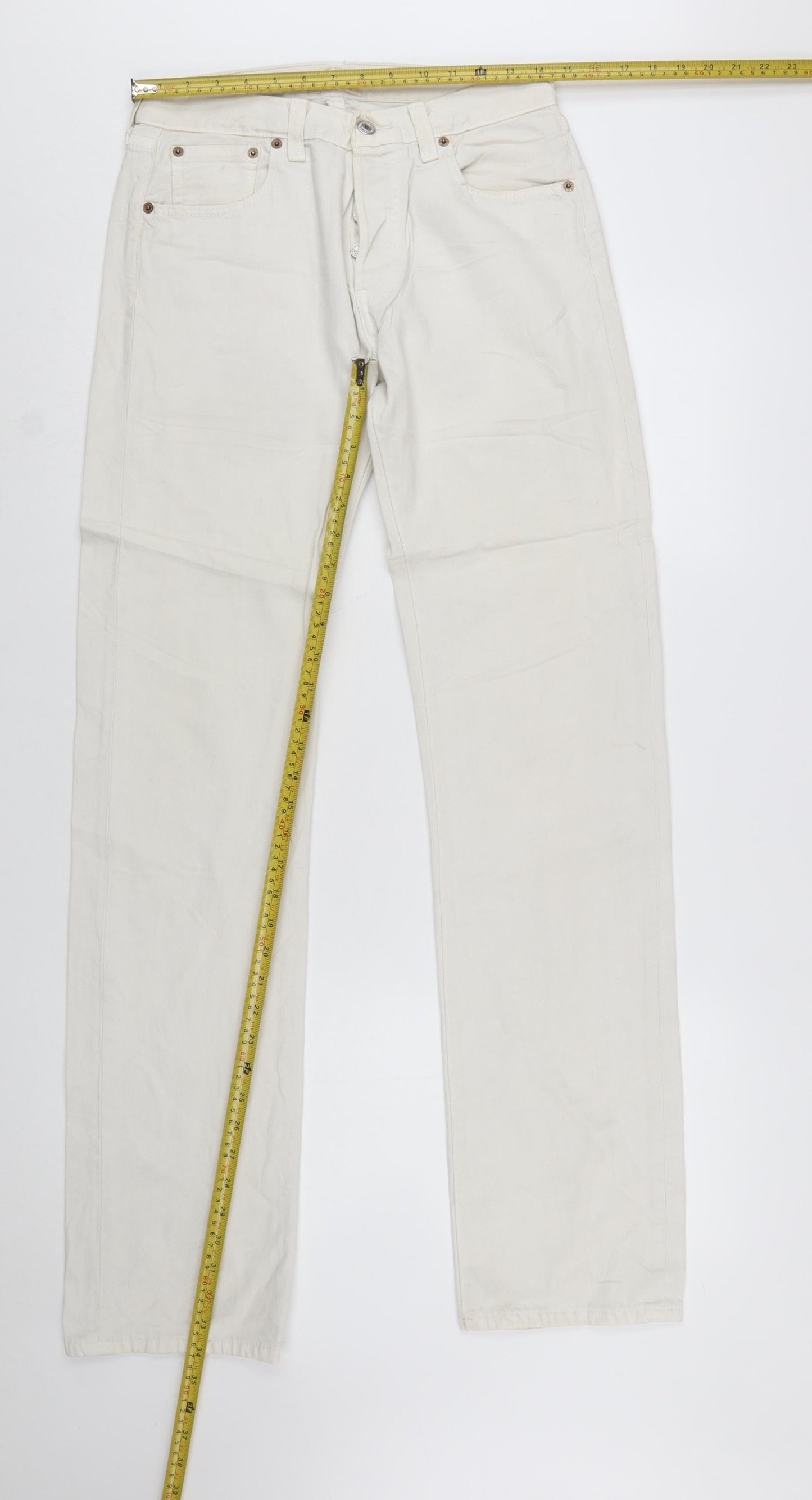 Levi's 501 Men's Ivory Straight Jeans 29x34 Cotton Denim