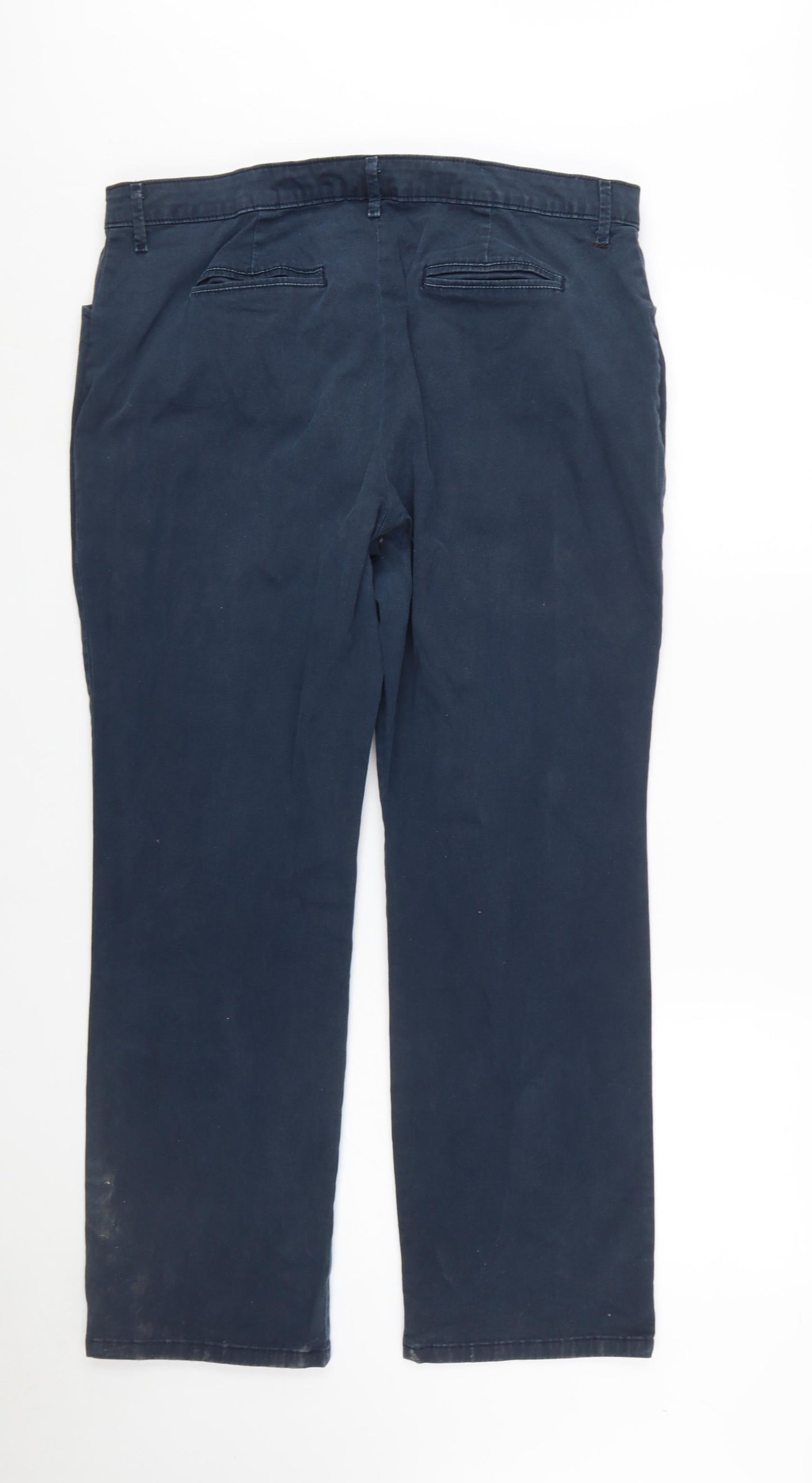 Lee Women's Blue Chino Straight Leg Relaxed Fit Mid Rise Trousers Size 16
