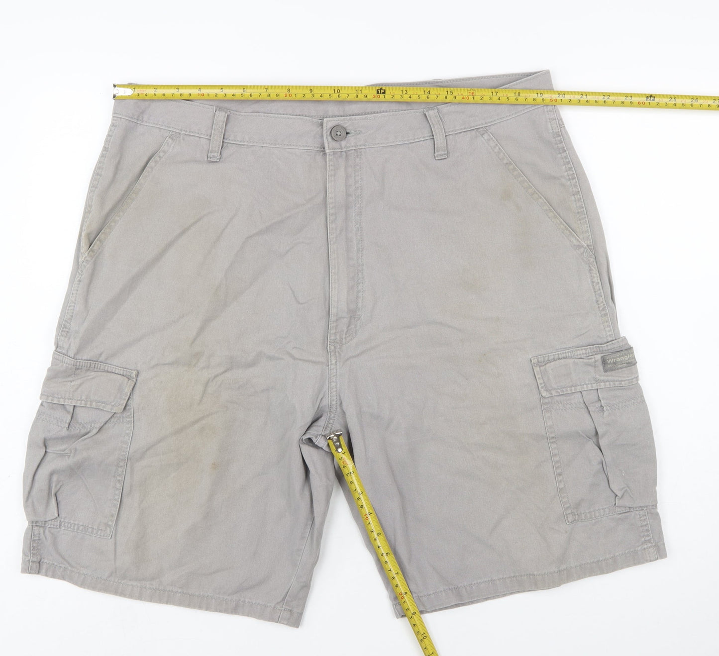 Wrangler Mens Grey Cargo Shorts 38 Regular Cotton Canvas Workwear
