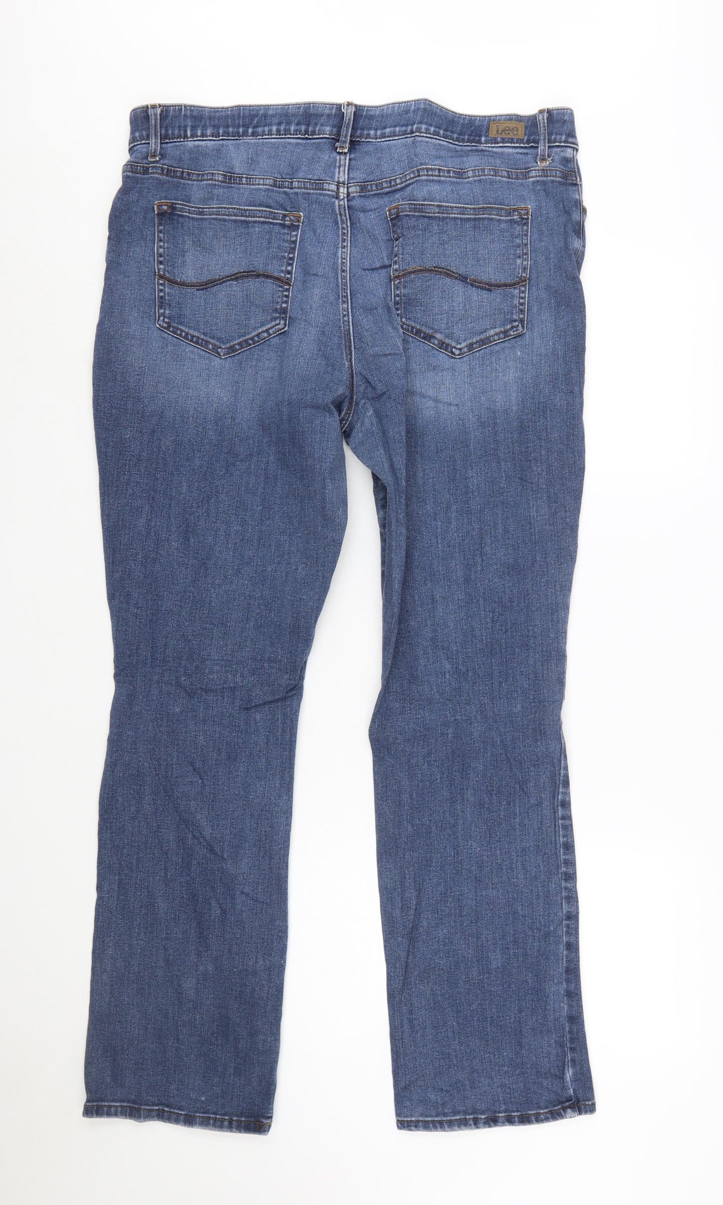 Lee Womens Blue Straight Leg Mid Rise Flex Motion Jeans Size 18