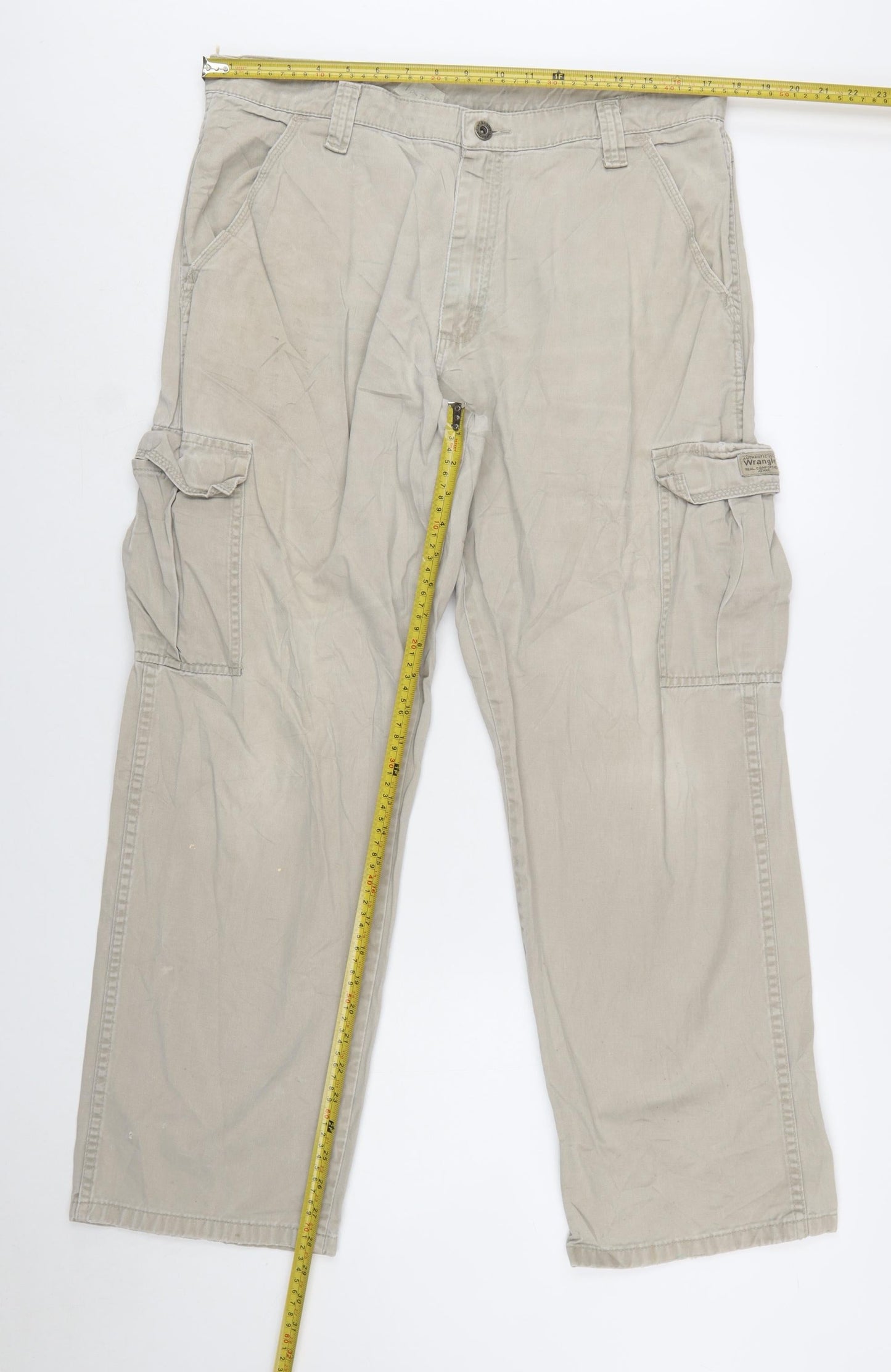 Wrangler Men's Beige Cargo Trousers 34W 30L 100% Cotton Regular Fit