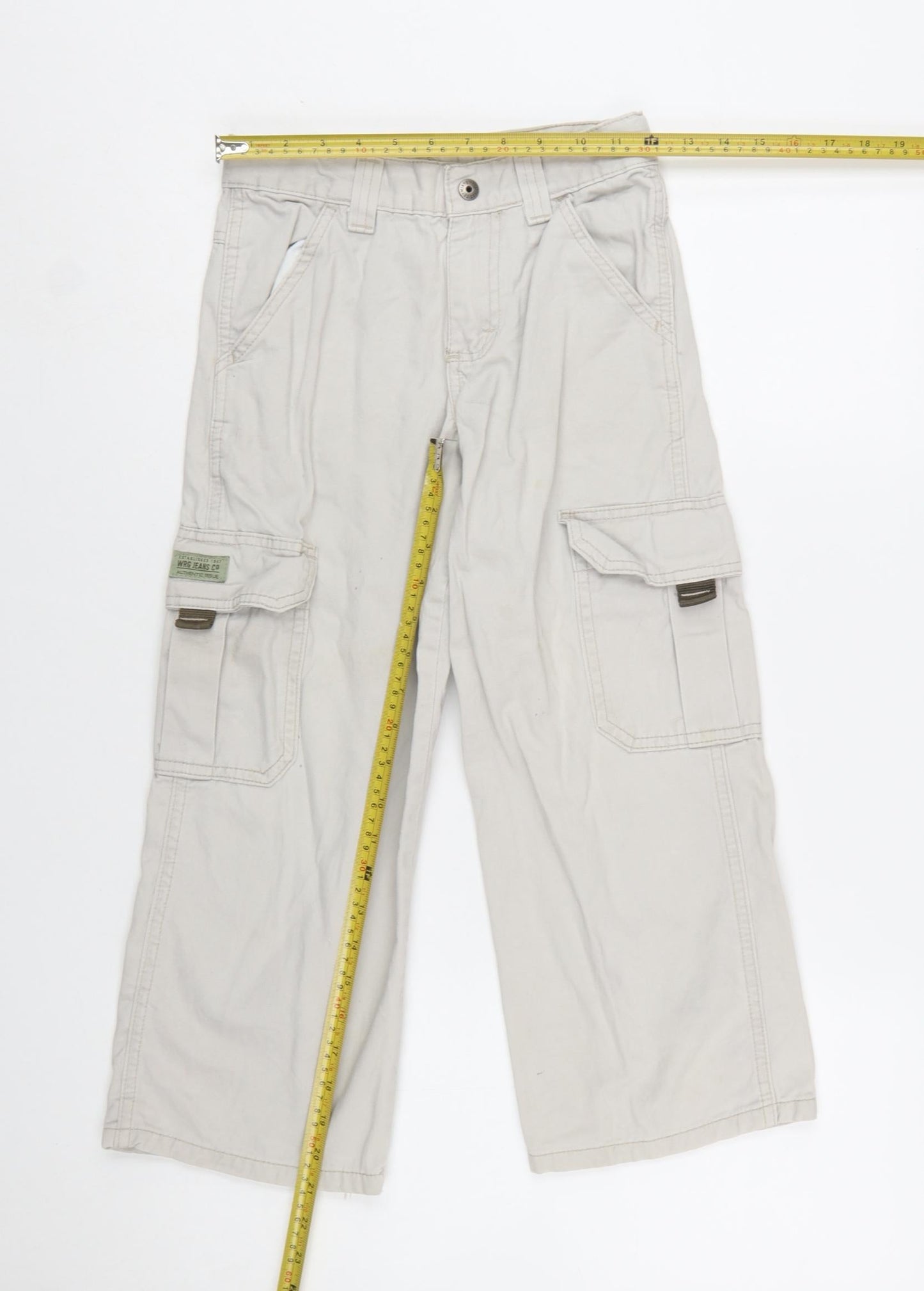 WRG Jeans Co Boys Beige Cargo Trousers 8 Years 100% Cotton Casual