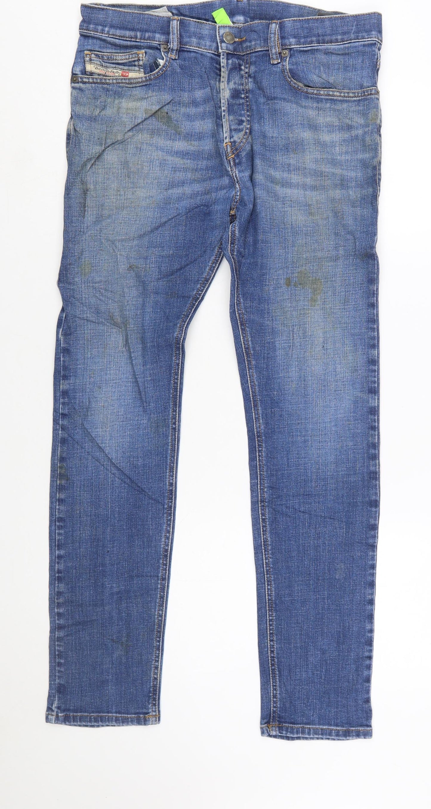 Diesel Men Blue Slim Straight Jeans Size 30 Medium Wash Denim