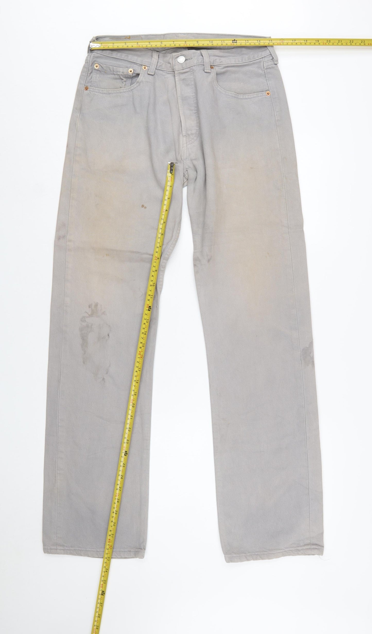 Levi's 501 Men's Grey Button Fly Straight Jeans W32 L34