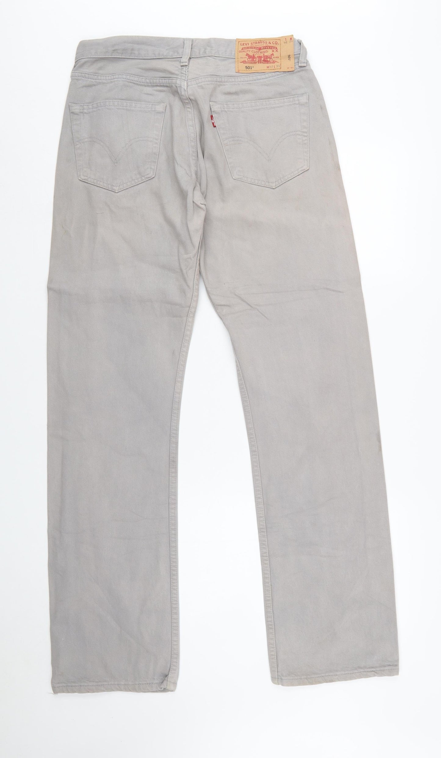 Levi's 501 Men's Grey Button Fly Straight Jeans W32 L34