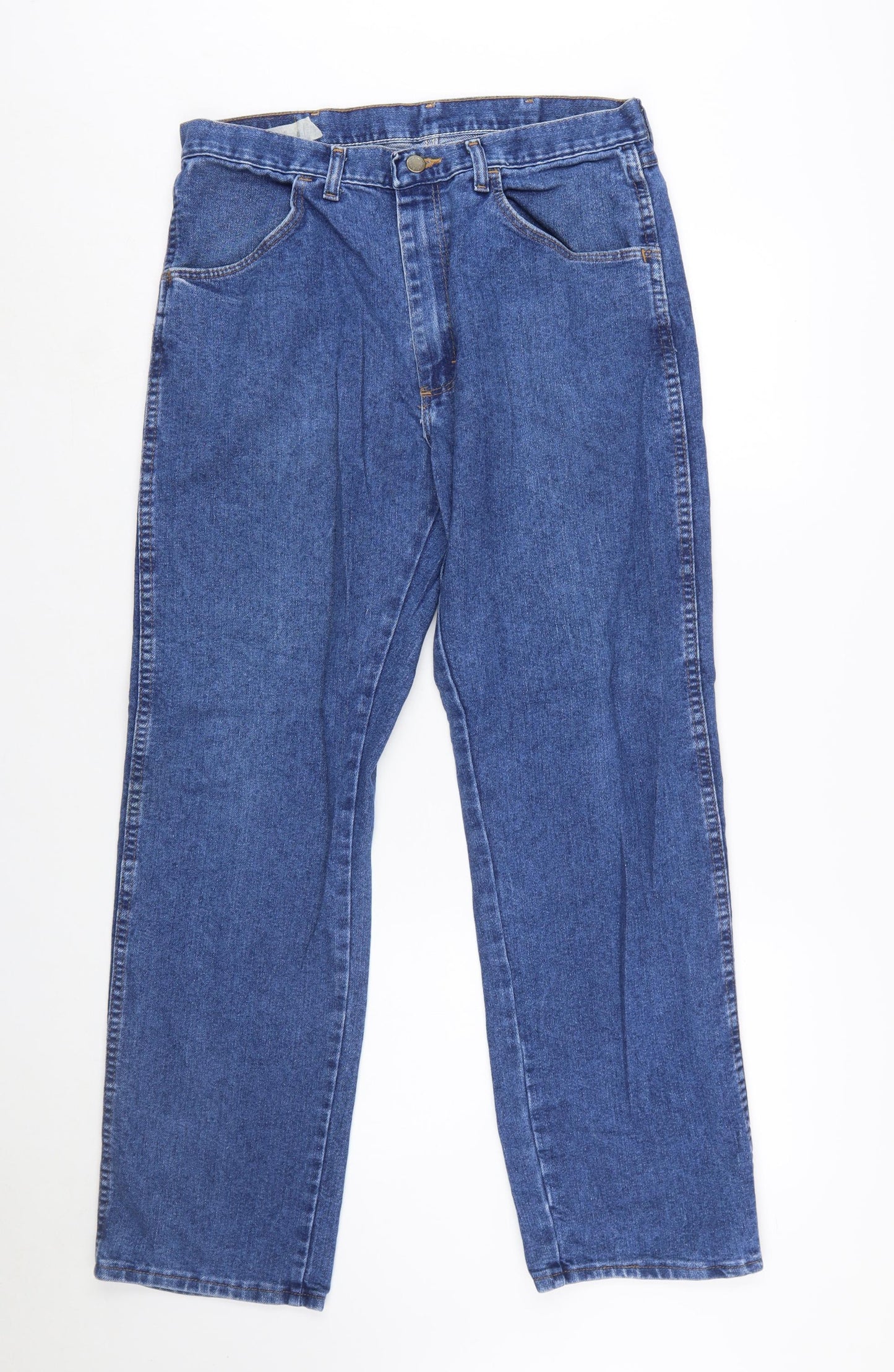 Wrangler Men's Blue 34x30 Straight Leg Denim Jeans