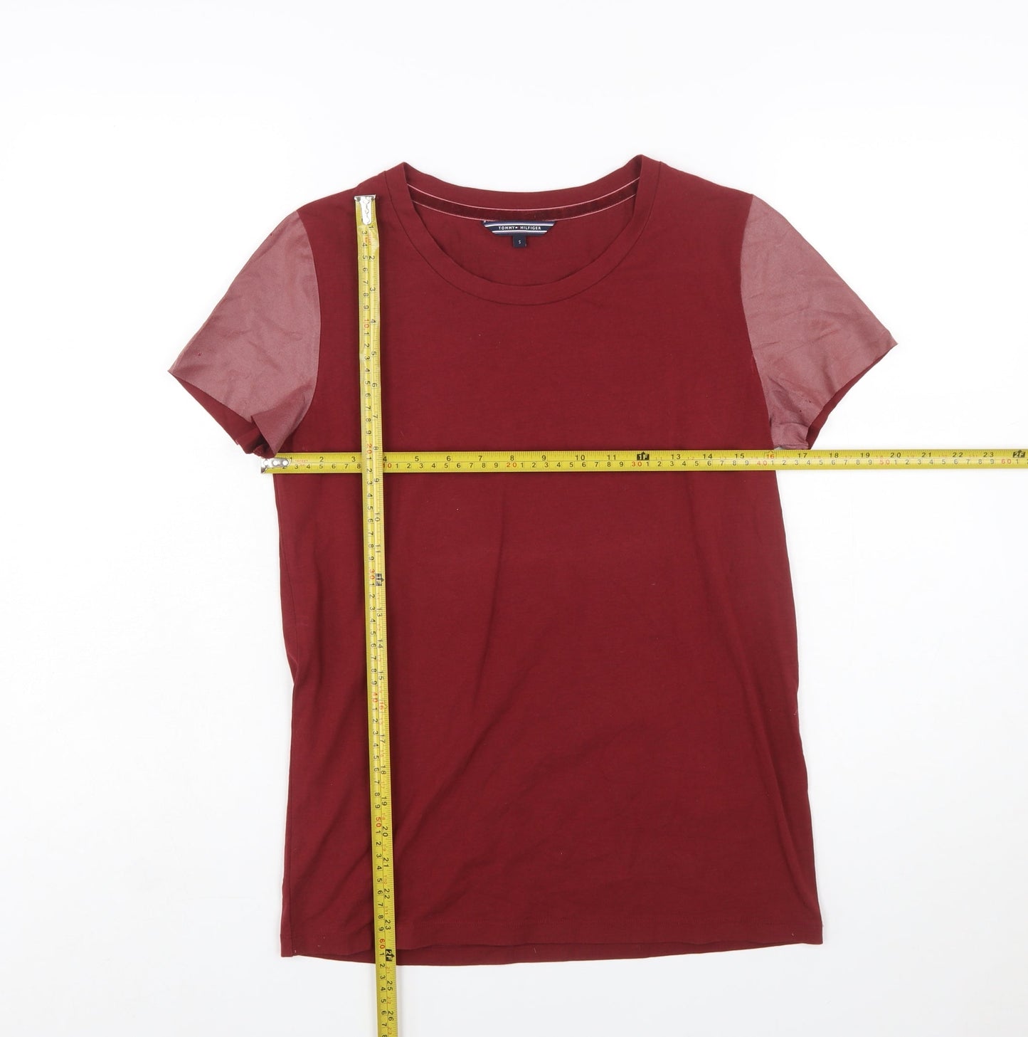Tommy Hilfiger Women's Red Short Sleeve Cotton Blend T-Shirt Size S