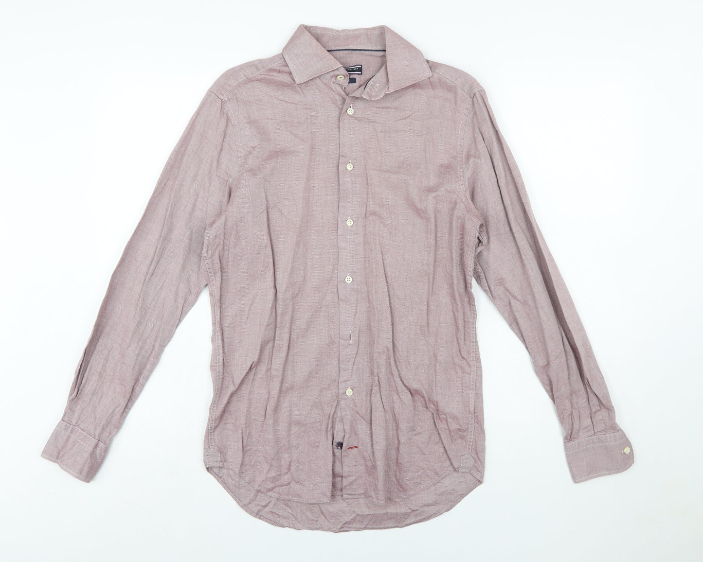 Tommy Hilfiger Men Red Slim Fit Cotton Long Sleeve Button-Up Shirt Size 15