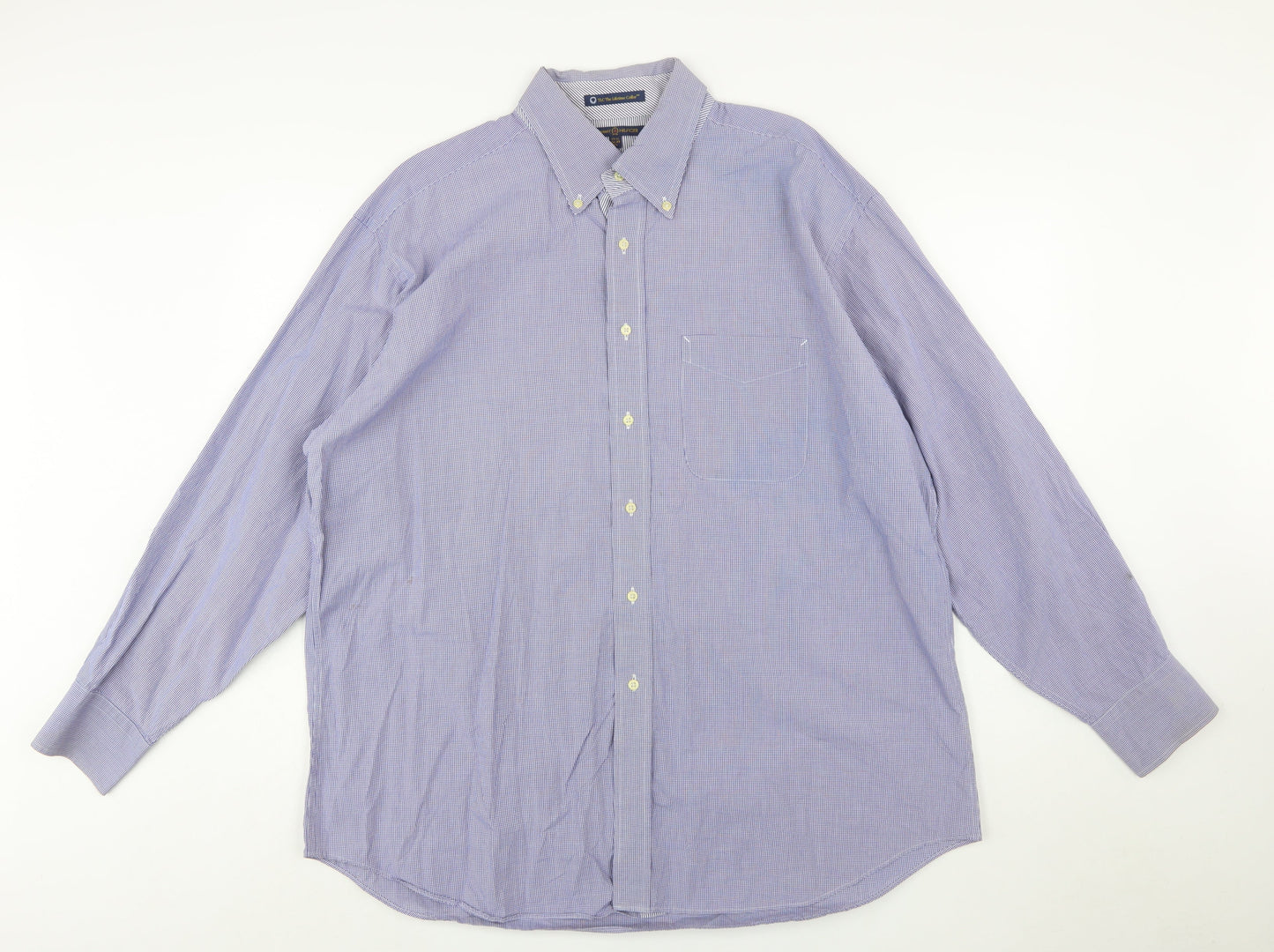 Tommy Hilfiger Men's Blue Check Button-Down XL Cotton Shirt
