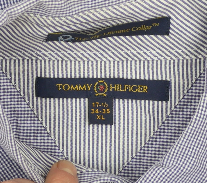 Tommy Hilfiger Men's Blue Check Button-Down XL Cotton Shirt
